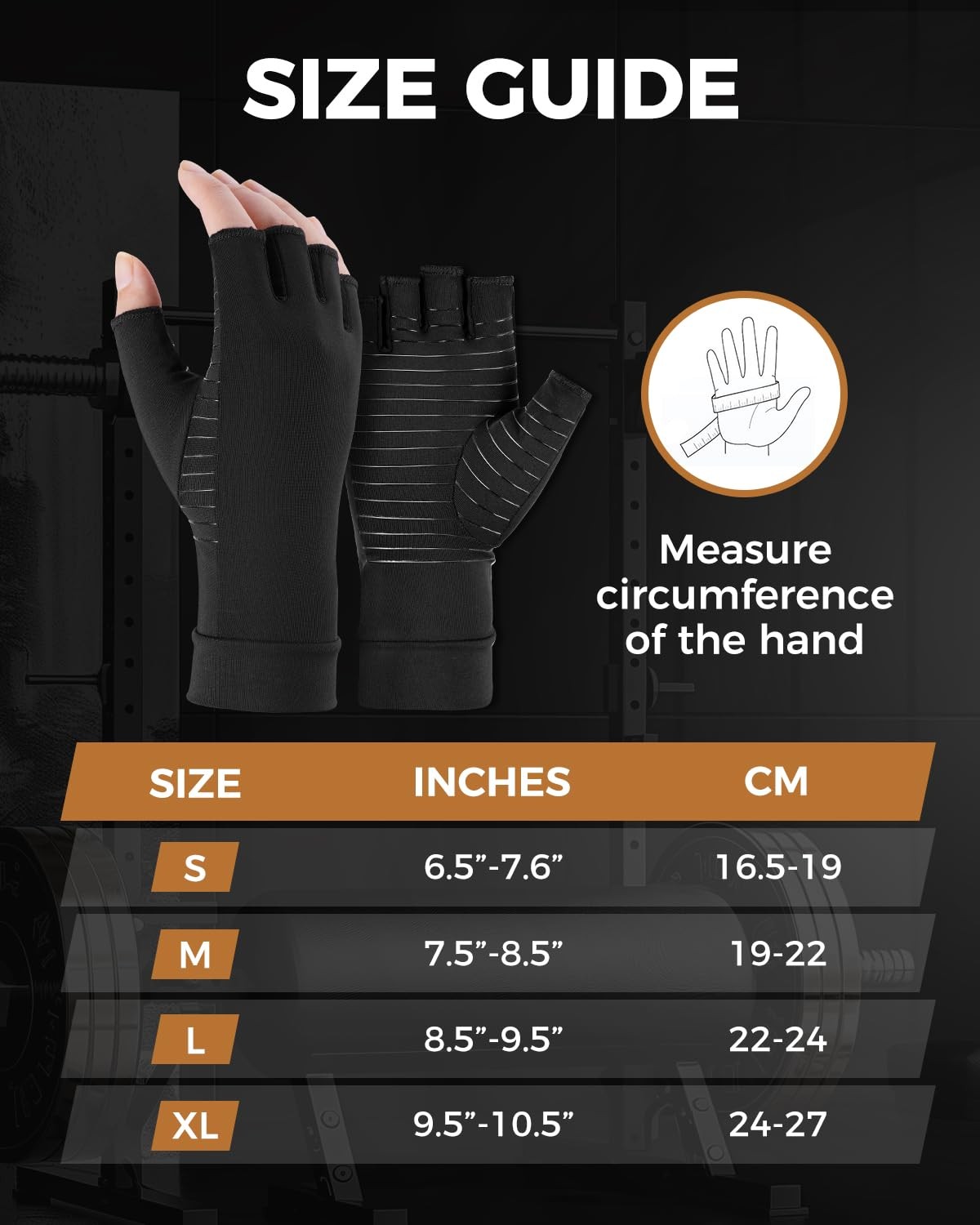 Copper Compression Gloves for Arthritis – Open Finger, Set of 2 Pairs (4 Glov…