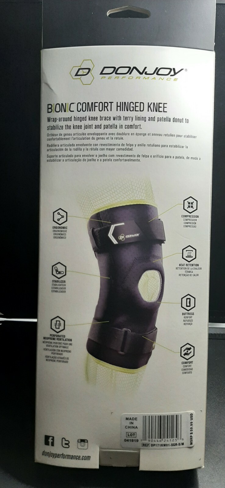 Donjoy Bionic Bilateral Hinged Knee Wrap Joint Stabilization – Size S/M 🐇🆓️📦
