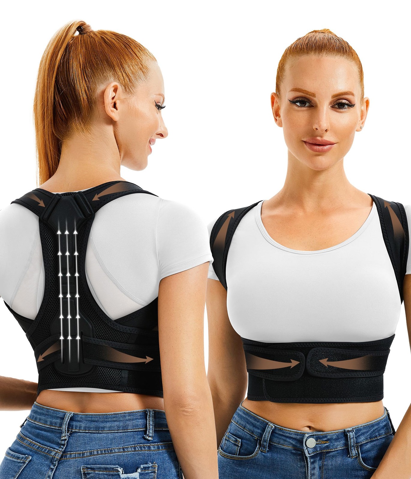 URSEXYLY Back Brace and Posture Corrector for Women Men, XL/2XL, Black