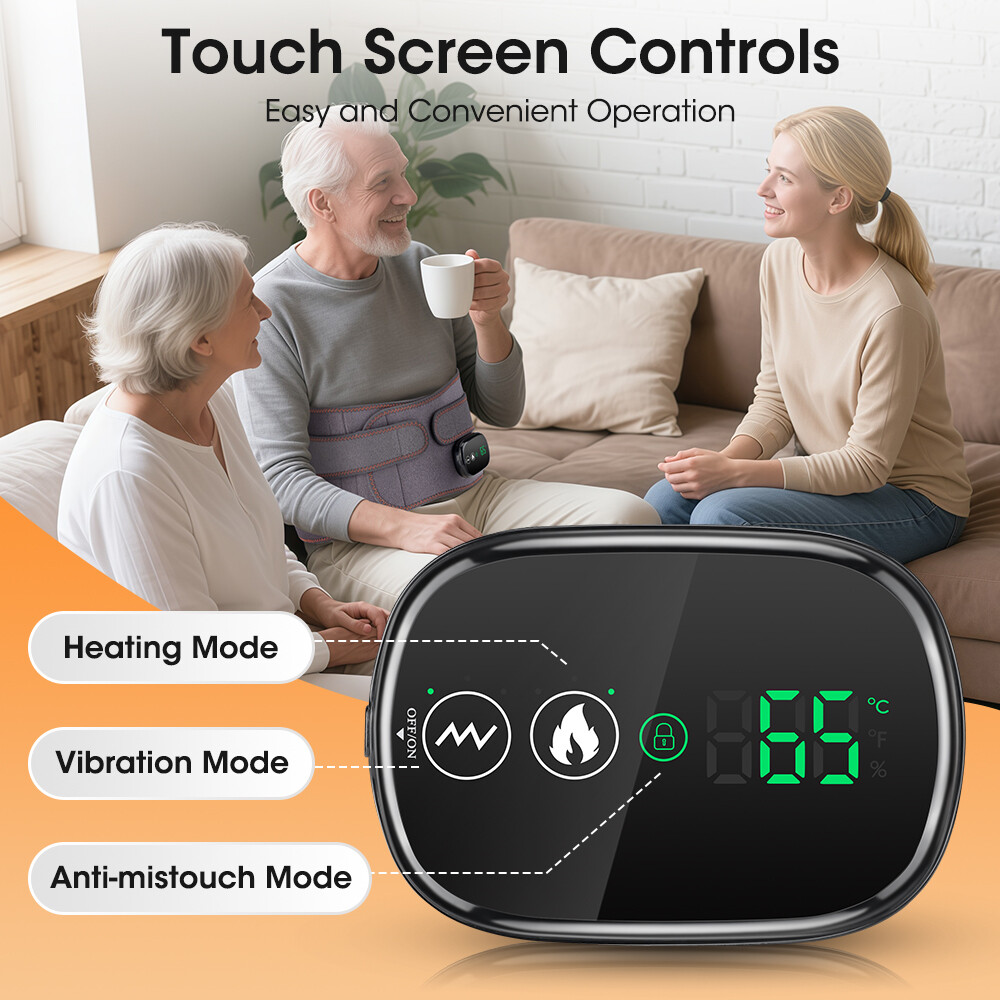 Electric Cordless Red Light Heating Waist Belt Vibration Massager for Men Women