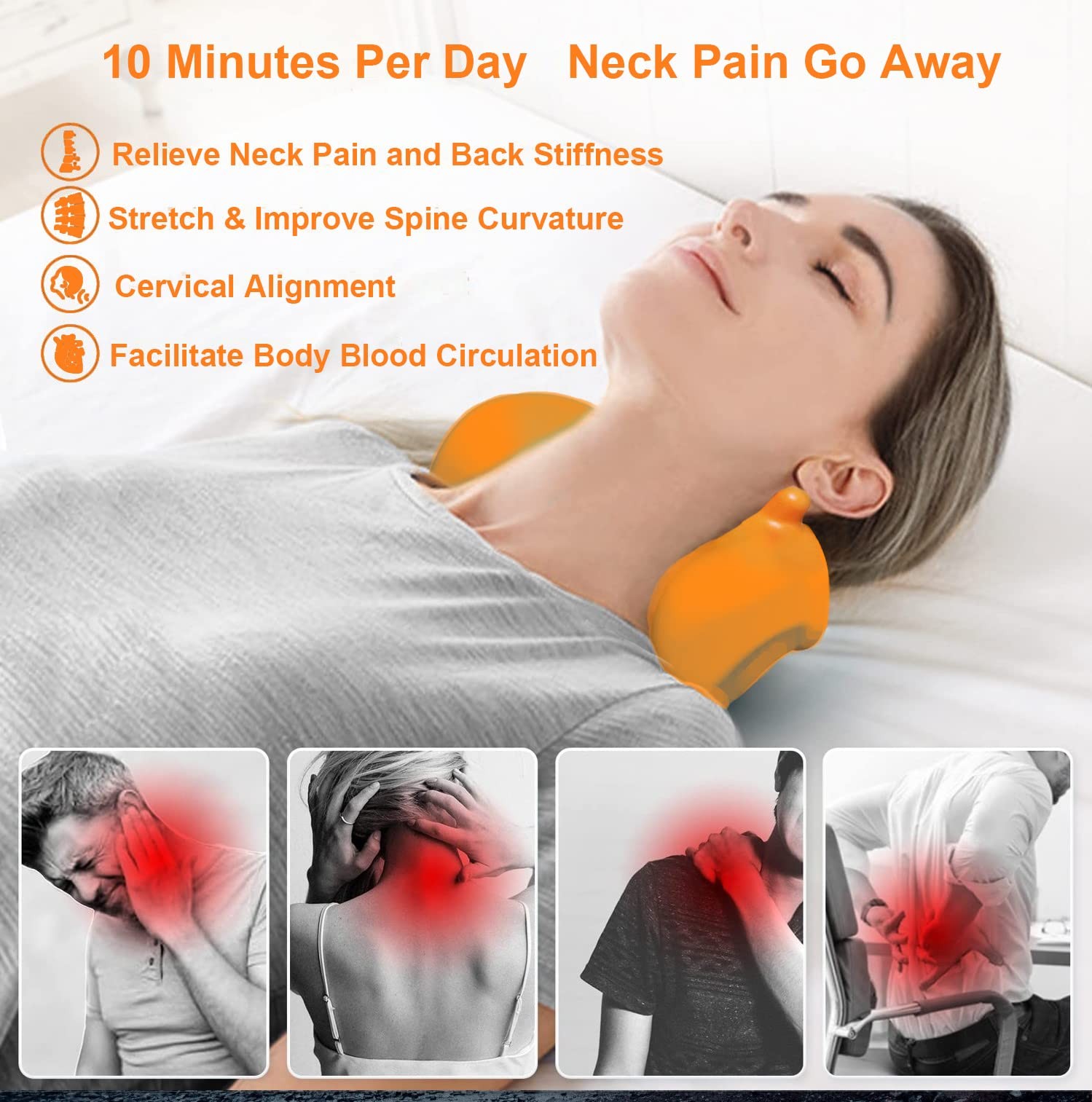 Cervical Traction Device Pillow Neck Stretcher Equipment for TMJ Neck Pain Ne…