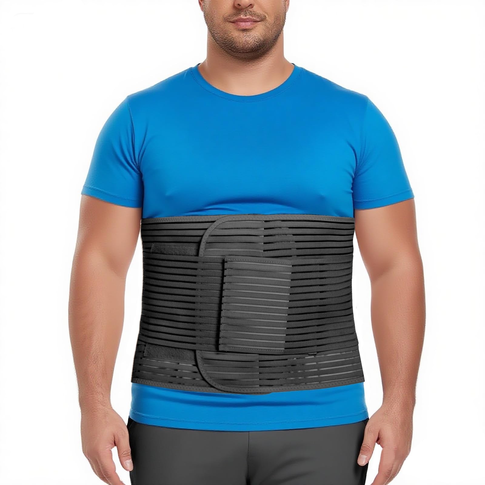 Abdominal Binder, 12-Inch Wide Elastic Belly Wrap for Plus Size Men and Women…