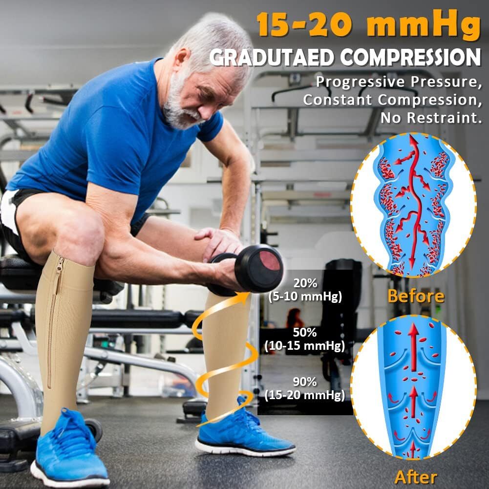 Men & Women Knee High Compression Socks Work Running Travel Flight Socks Sports
