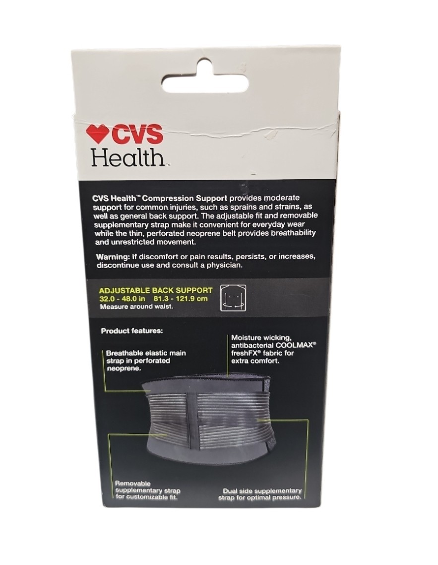 CVS Health Compression Moderate Support Adjustable Back Brace new
