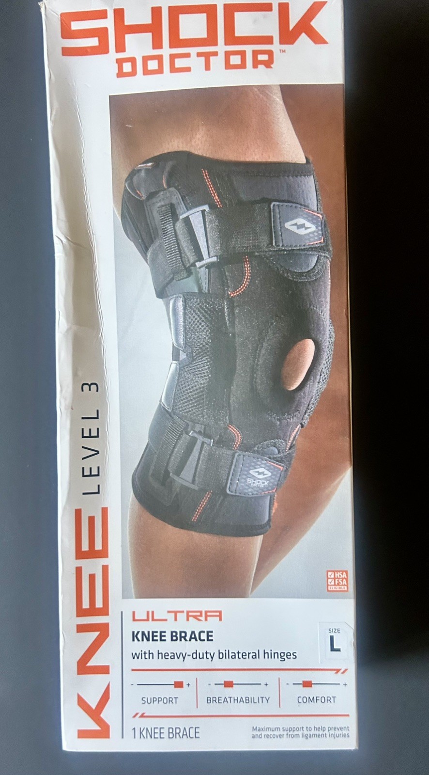 SHOCK DOCTOR Ultra Knee Support with Bilateral Hinges Level 3 – Max Protection L
