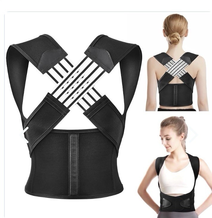 POSTUREX Adjustable Back Brace Posture Corrector Black for Adults Unisex