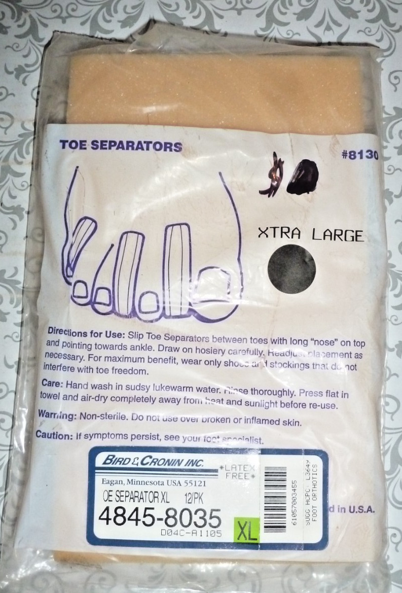 BIRD & CRONIN #8130 TOE SEPERATORS 12 PACK SIZE XL ####