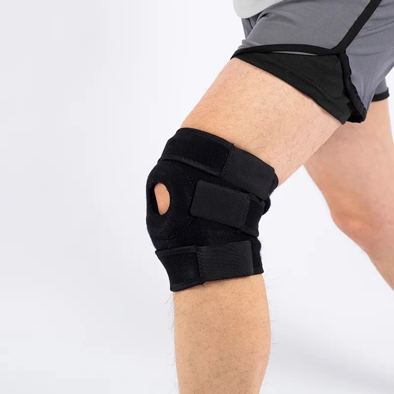 Knee Brace Compression Sleeve Hinged Joint Support Open Patella Stabilizer Wrap