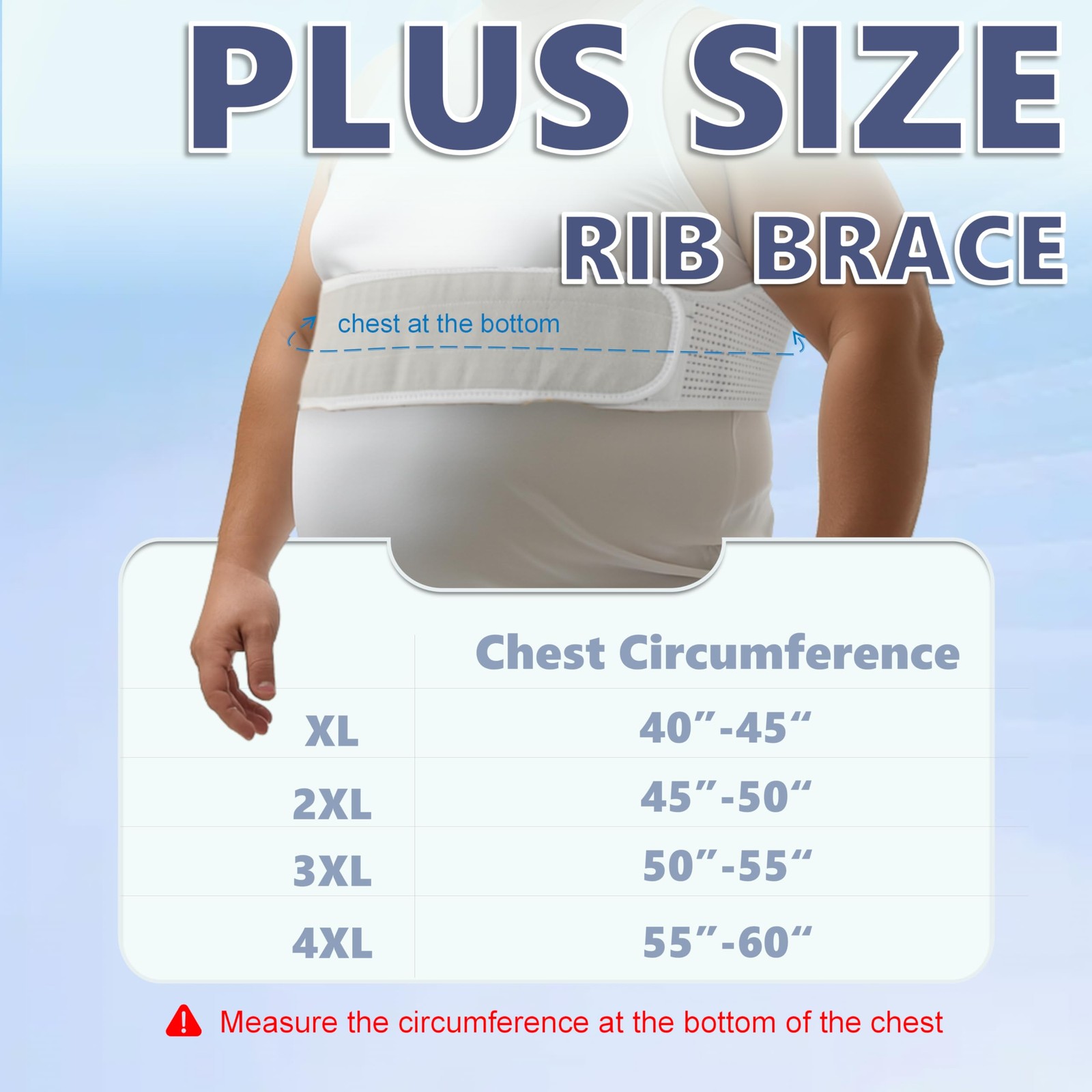 Plus Size Rib Brace Extra Long Compression Wrap Large Support Fits 5560 In