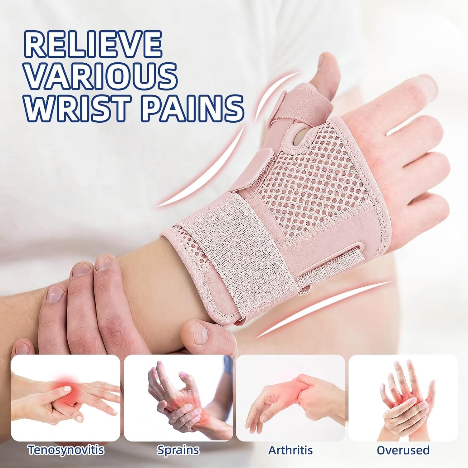 Thumb Splint Brace for Arthritis Trigger Finger Tendonitis Left Right Pink