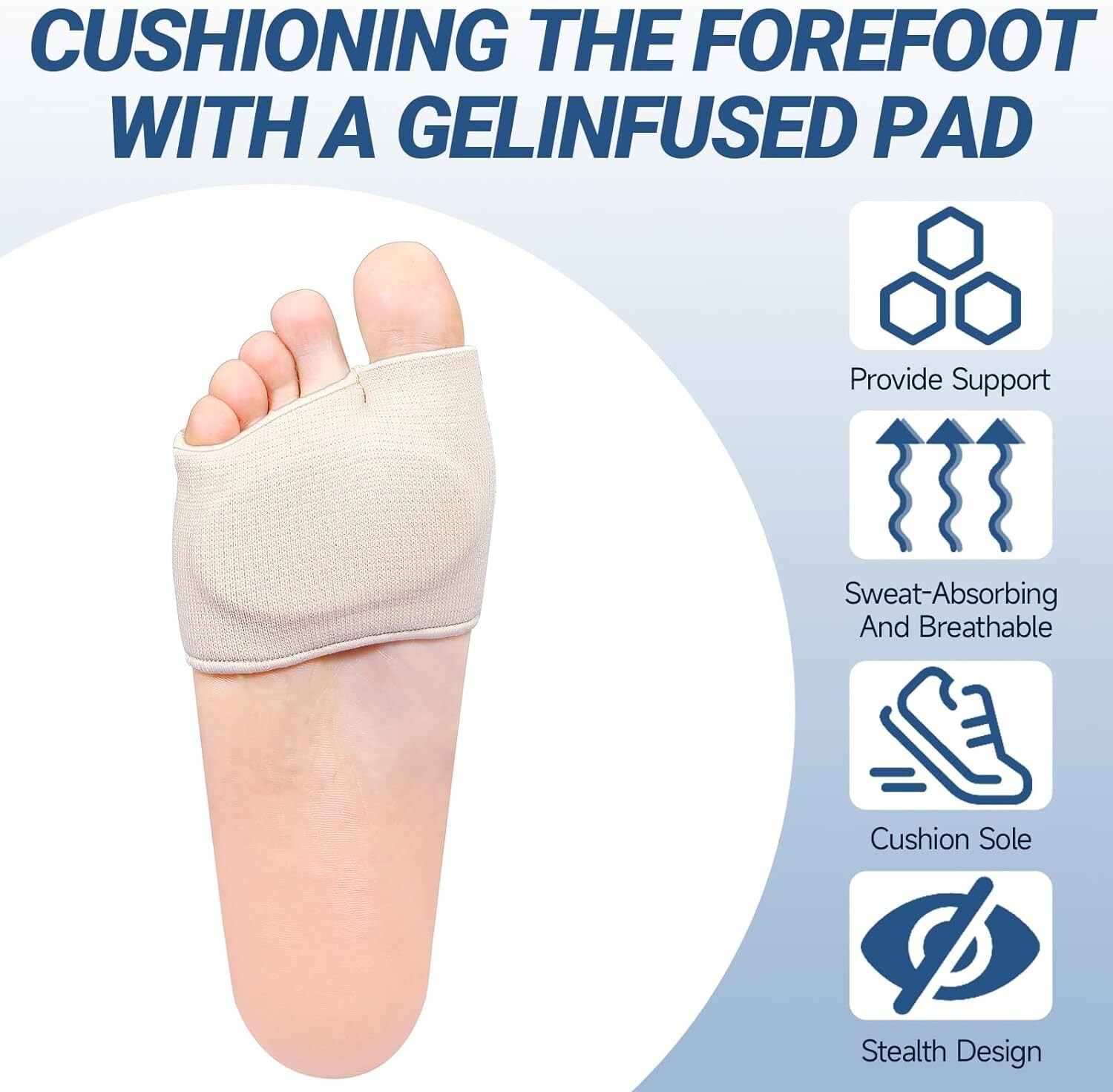 Metatarsal Gel Pads Women Men Gel Ball of Foot Cushions Socks Feet Pain Relief