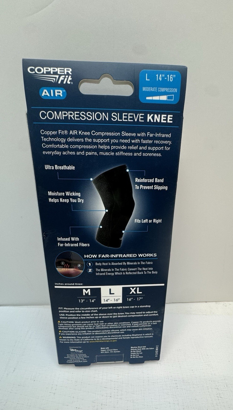 Copper fit Air Compression Sleeve KNEE LARGE 14” – 16”