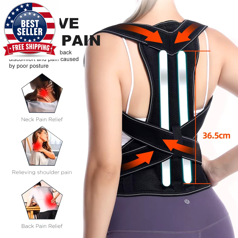 1PC Back Brace Posture Corrector for Women and Men, Adjustable Full Back Support