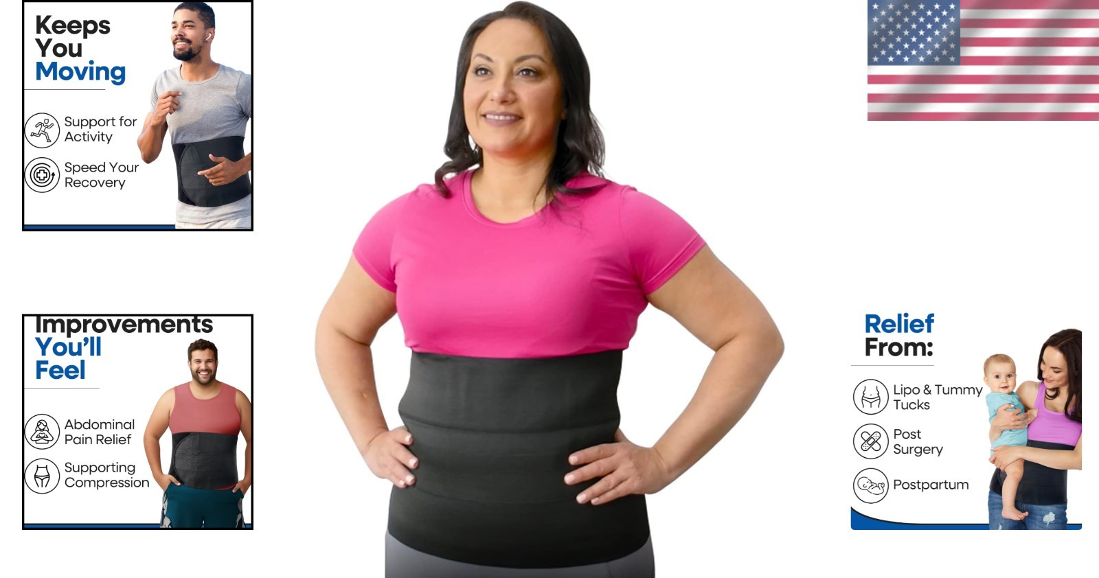 Black Abdominal Binder XXXL – Versatile Post-Surgical & Postpartum Support