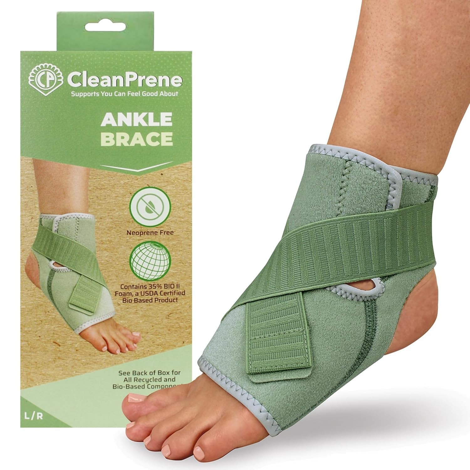 CleanPrene Ankle Brace-Sustainable, Biobased Support for Ankle-One Size Fits L/R