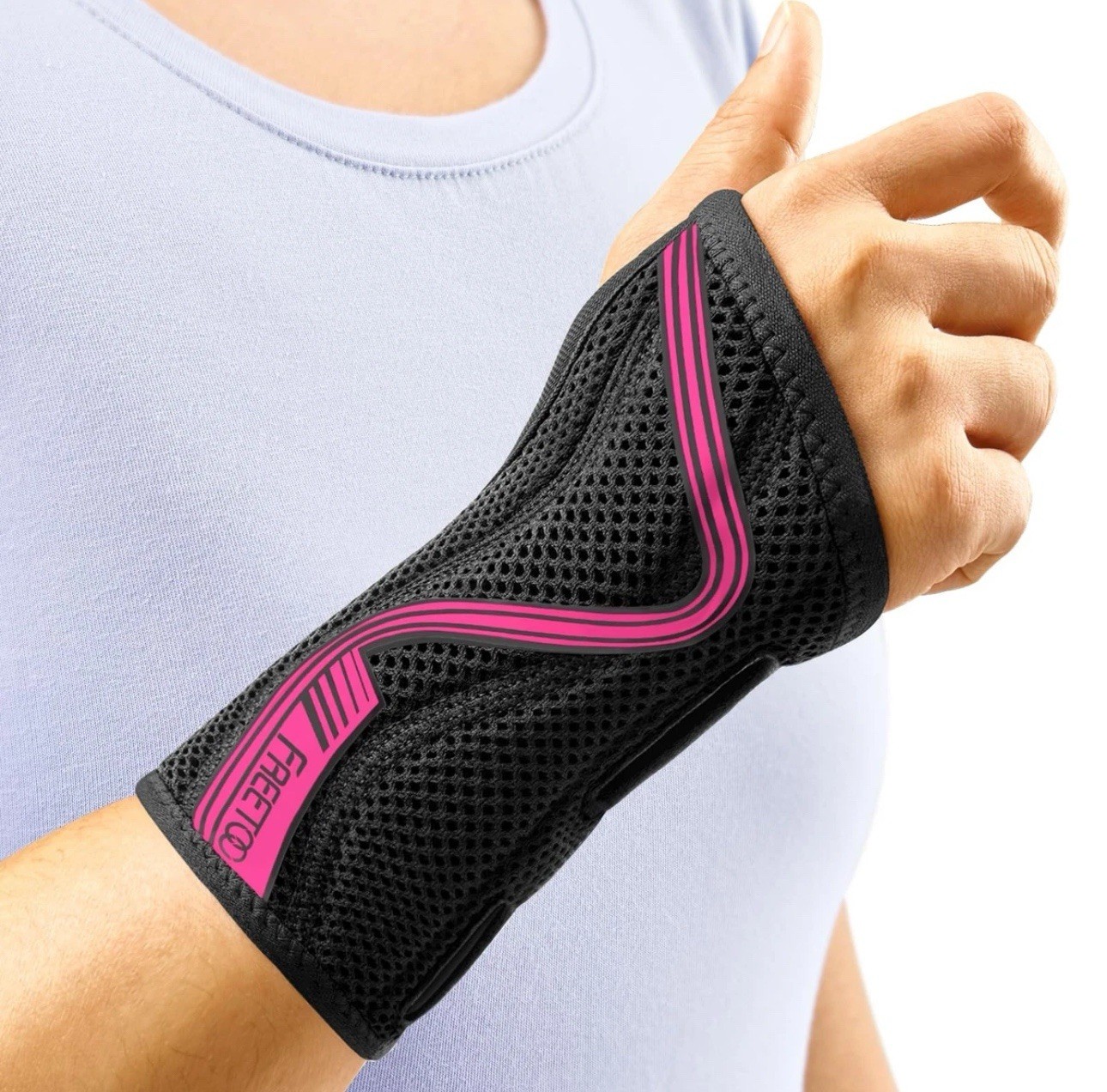 Wrist Brace FREETOO Left Hand Medium Black Carpal Tunnel Support Splint