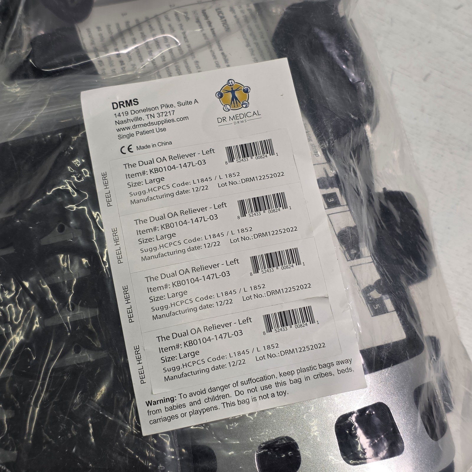 Dual OA Reliever Hinged LEFT Knee Brace Size Large KB0104-147L-03 NEW