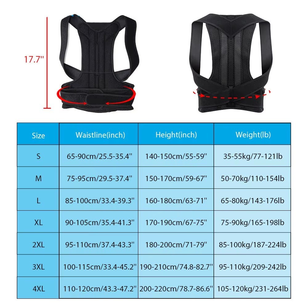 Adjustable Posture Corrector Low Back Support Shoulder Brace Belt for Men Women