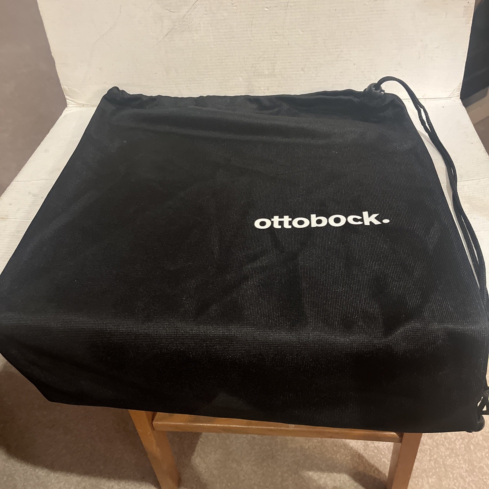Otto Bock Ottobock Drawstring Bag Sling Pack Black Preowned About 15” x 20” Nice