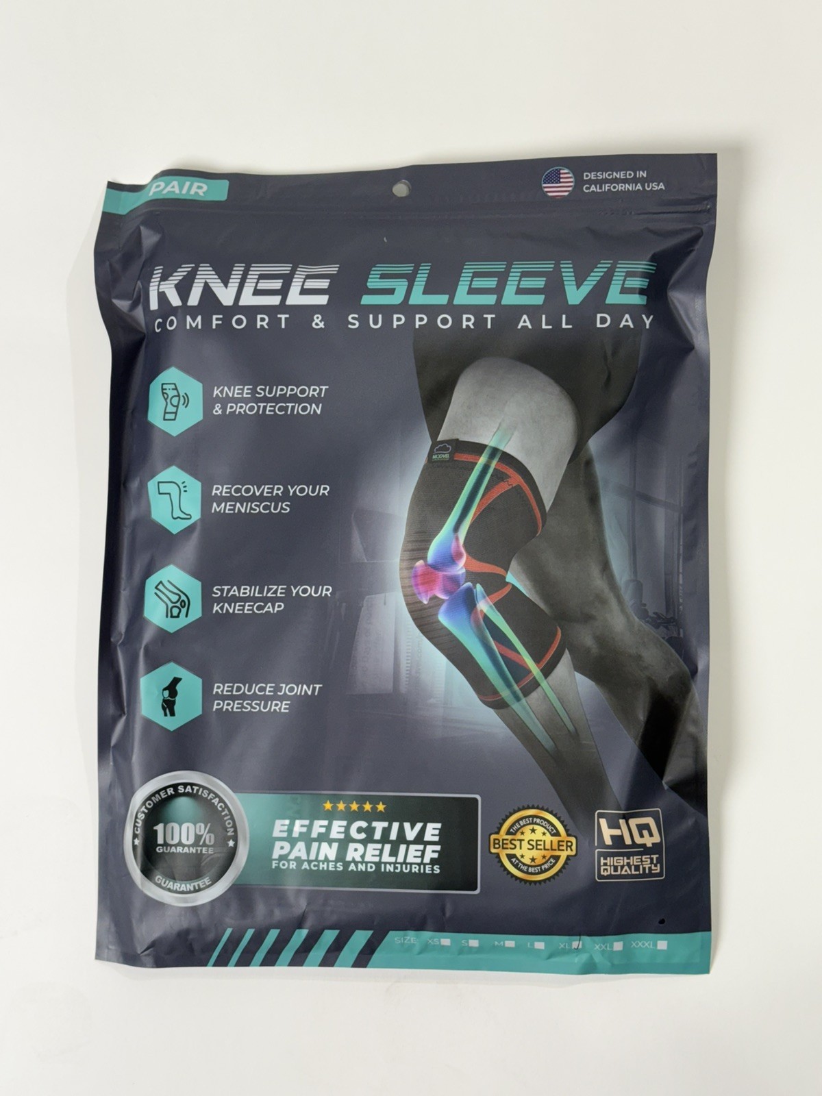 KNEE SLEEVES (2) – XL – NEW – COMFORT AND SUPPORT ALL DAY PAIN RELIEF