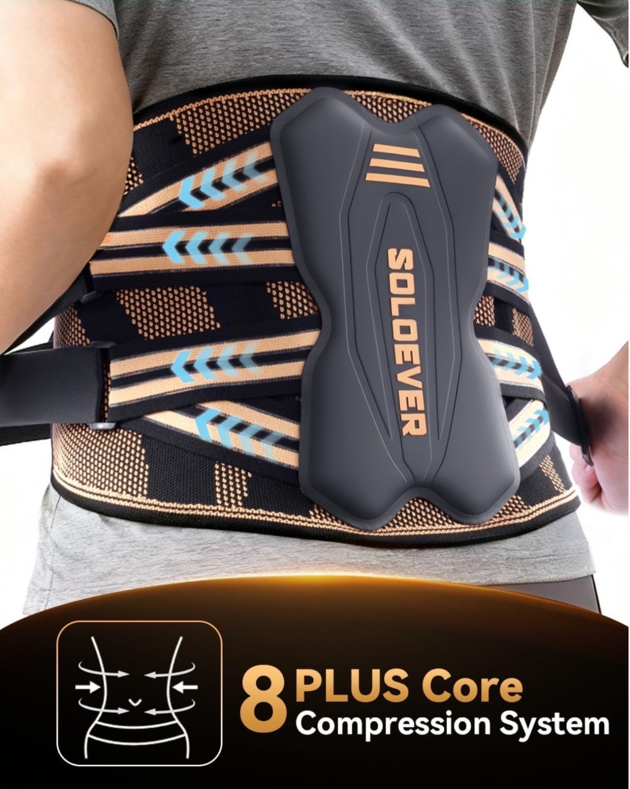 SOLOEVER XL Copper Back Brace for Lower Back Pain Breathable Lumbar Support