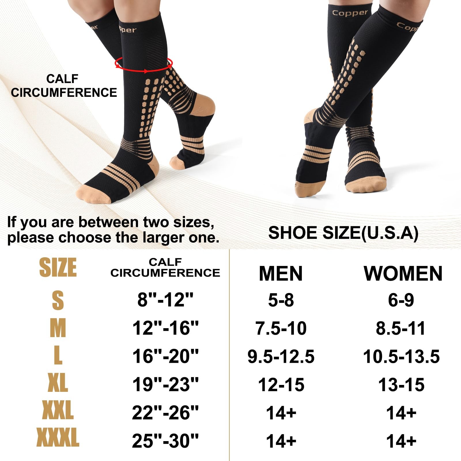 Copper Compression Socks, Medical Graduated Socks with Patented Design for Pa…