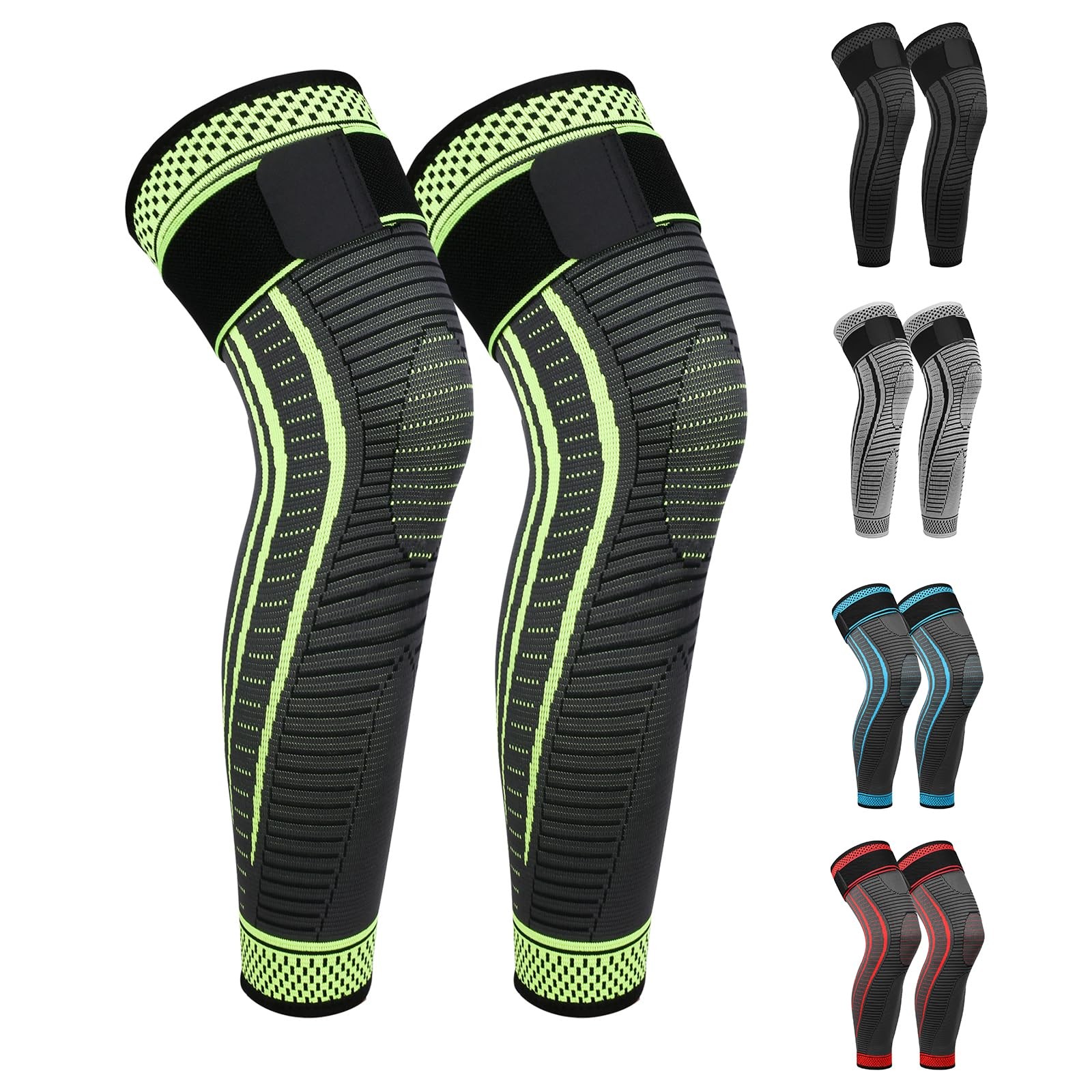 2-Pack Full Leg Compression Sleeves Long Knee Support for Men and Women