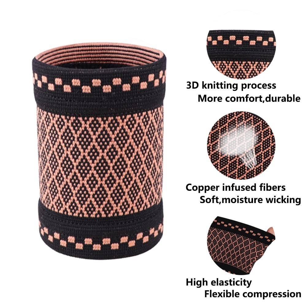 Copper Wrist Compression Brace 2Pcs, Elastic Wrist Support Sleeve Wrist Brace…