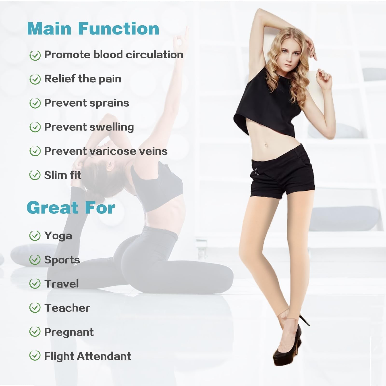 20-30 mmHg Compression Pantyhose for Women, Closed Toe Medical Compression St…