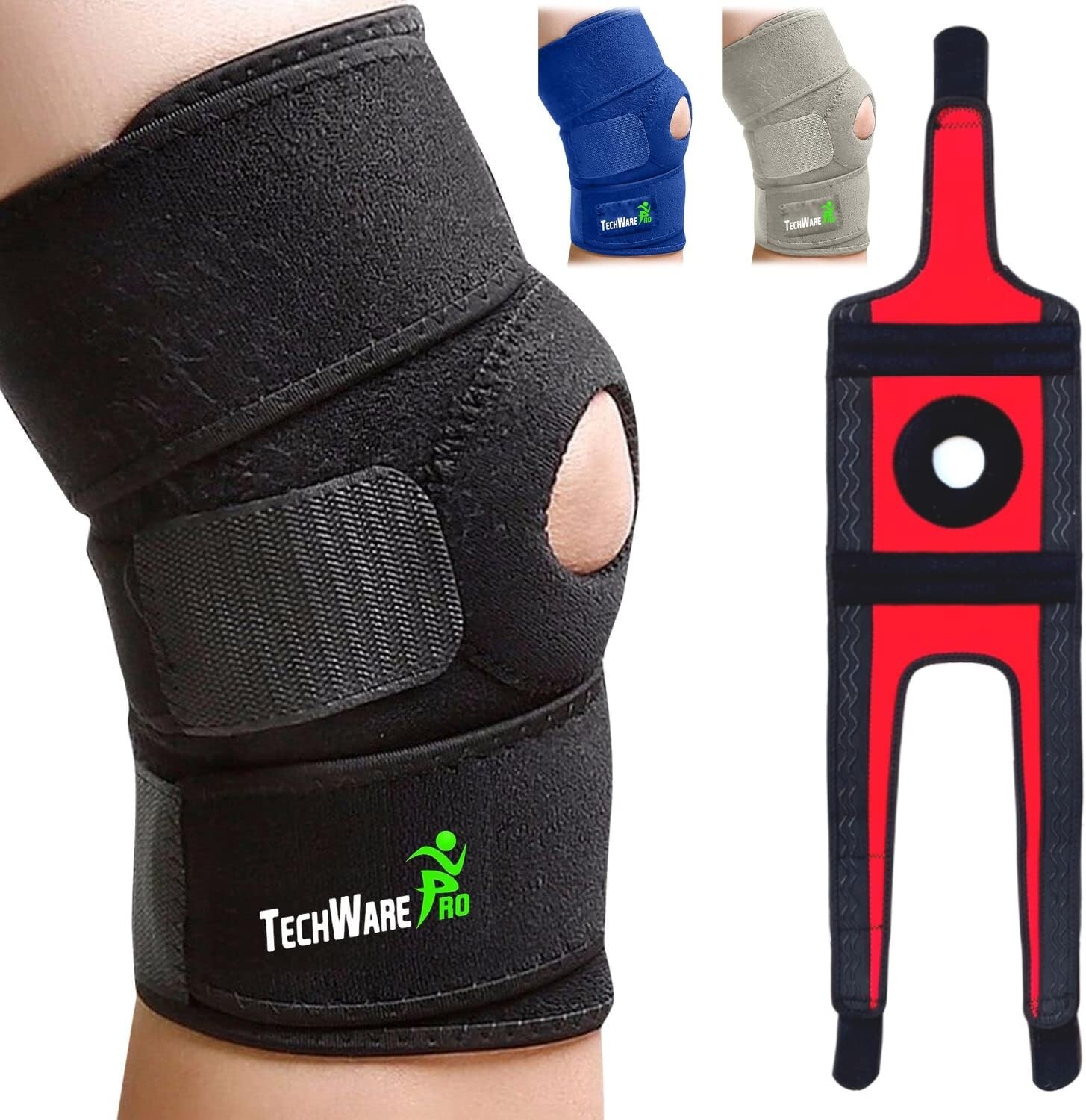 Adjustable Knee Brace Support with Dual Stabilizers for Pain Relief – Large Size