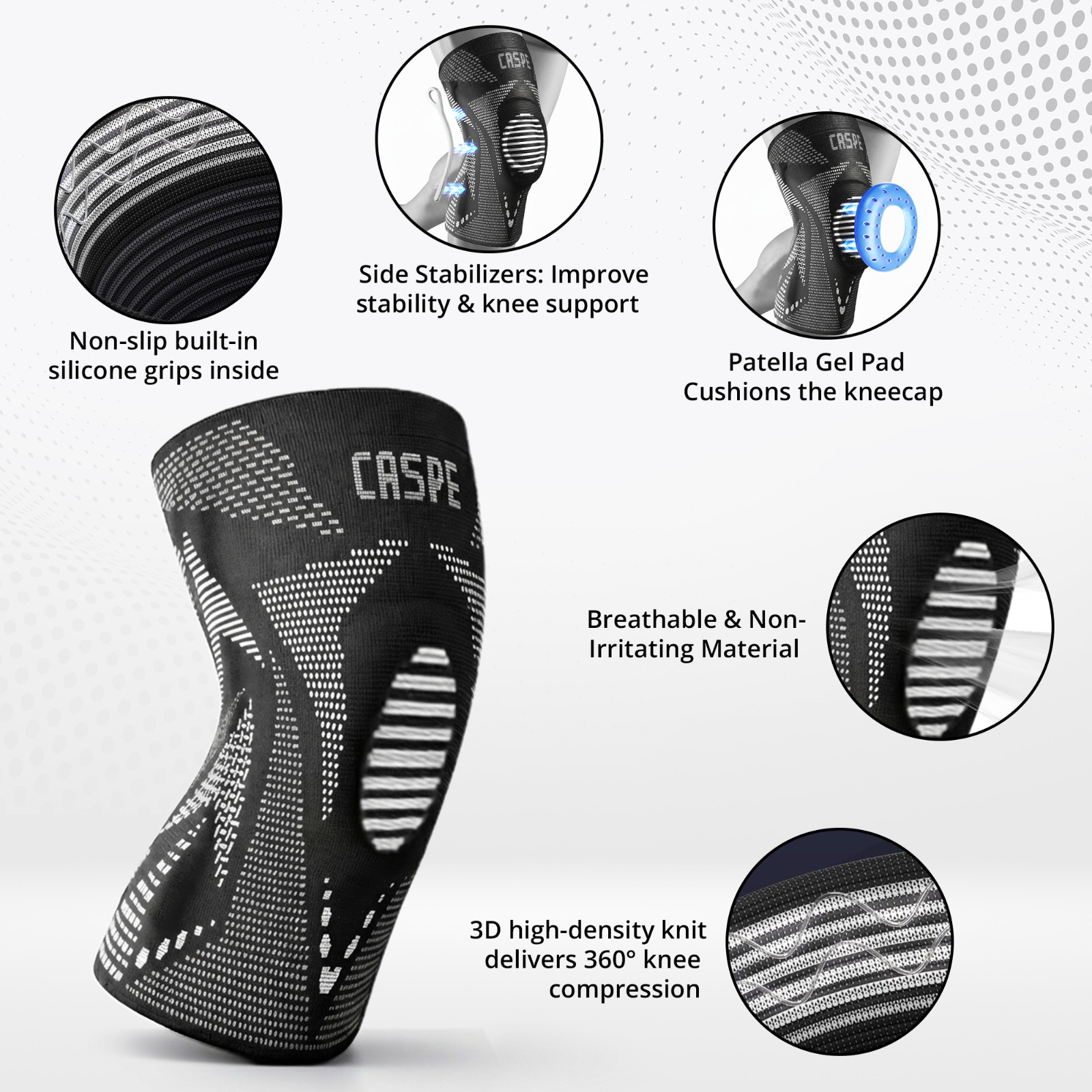 Knee Brace Compression Sleeve Support Sport Joint Arthritis Patella Stabilizer