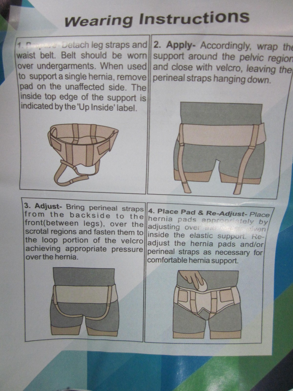 Hernia Belt Support Men Pre & Post Surgery Large Double Sided Wonder Care Tan