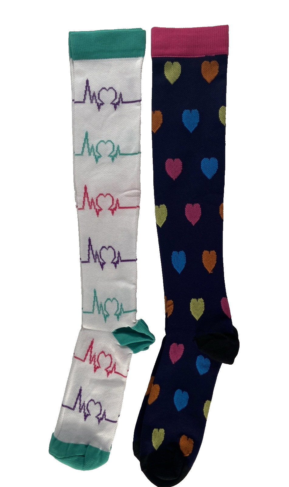 Compression Socks Knee High Medical ECG EKG L/XL Lot of 2 Stockings Womens 20-30