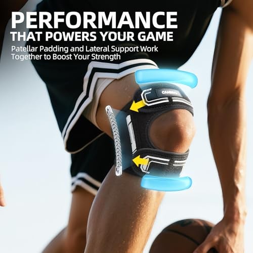 Patella Tendon Support Knee Brace for Women & Men, Adjustable Knee L/XL Black