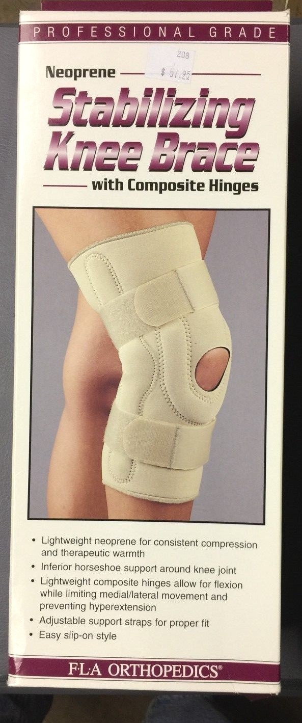 New FLA Orthopedics Wrap Around Neoprene Hinged Knee Stabilizing Brace
