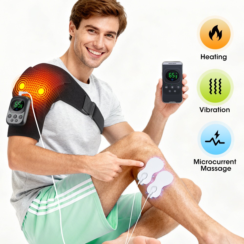 APP Control Heated Shoulder Massager with Heat Vibration Brace Joint Pain Relief