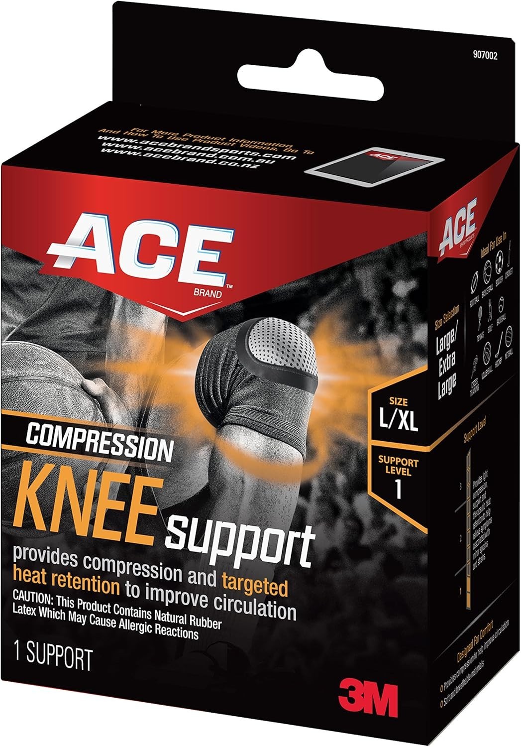 ACE Compression Knee Support Size Large / Extra Large 1 Mild Support Compression