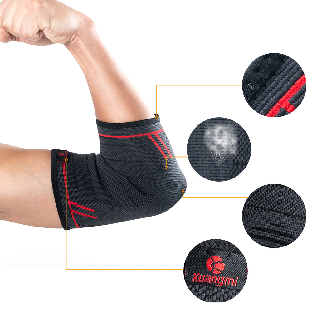Kuangmi Elbow Brace Compression Sleeve Support Basketball,Weight Lifting 1 Pair