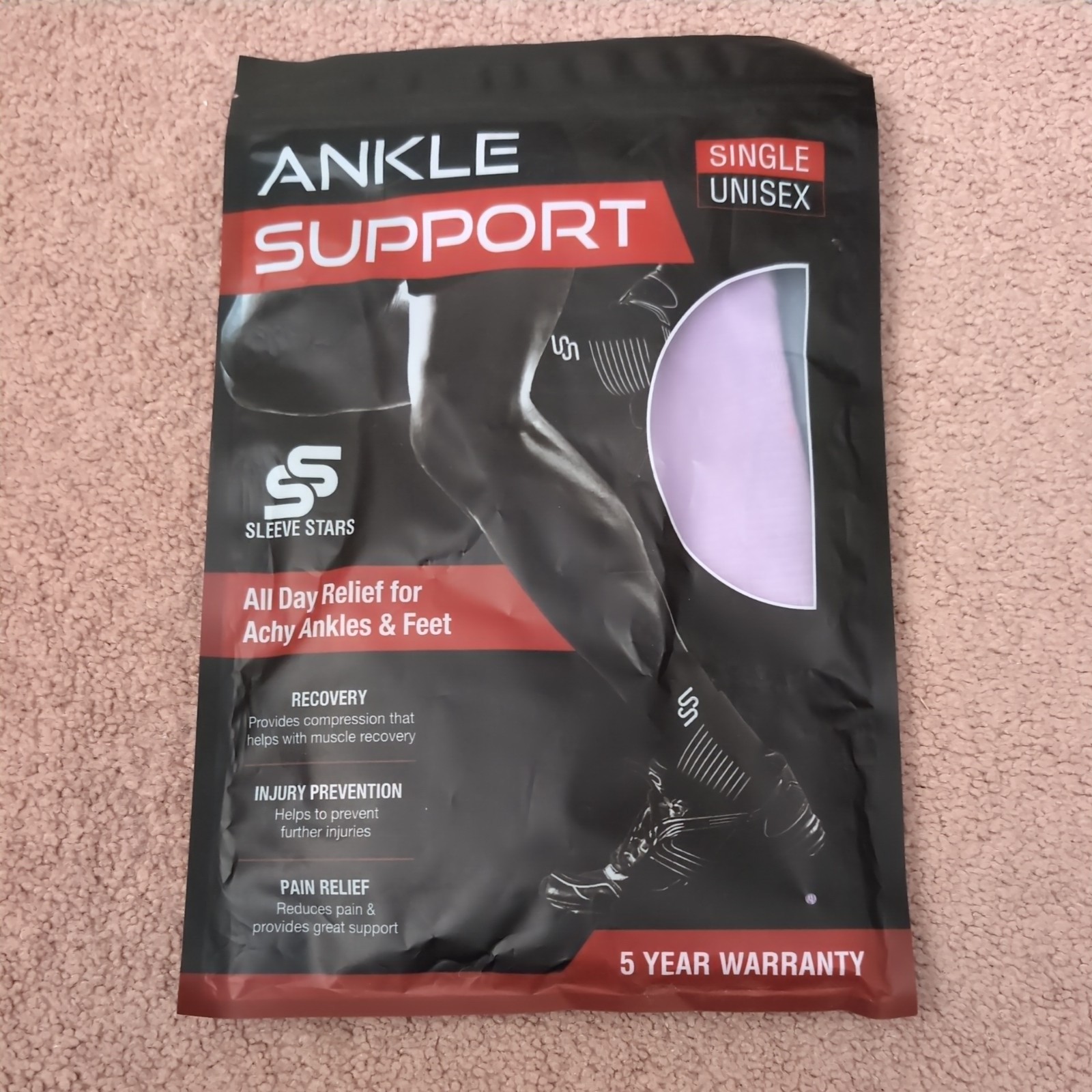 Sleeve Stars Ankle Support~One Size~Single Ankle Brace – Light Purple
