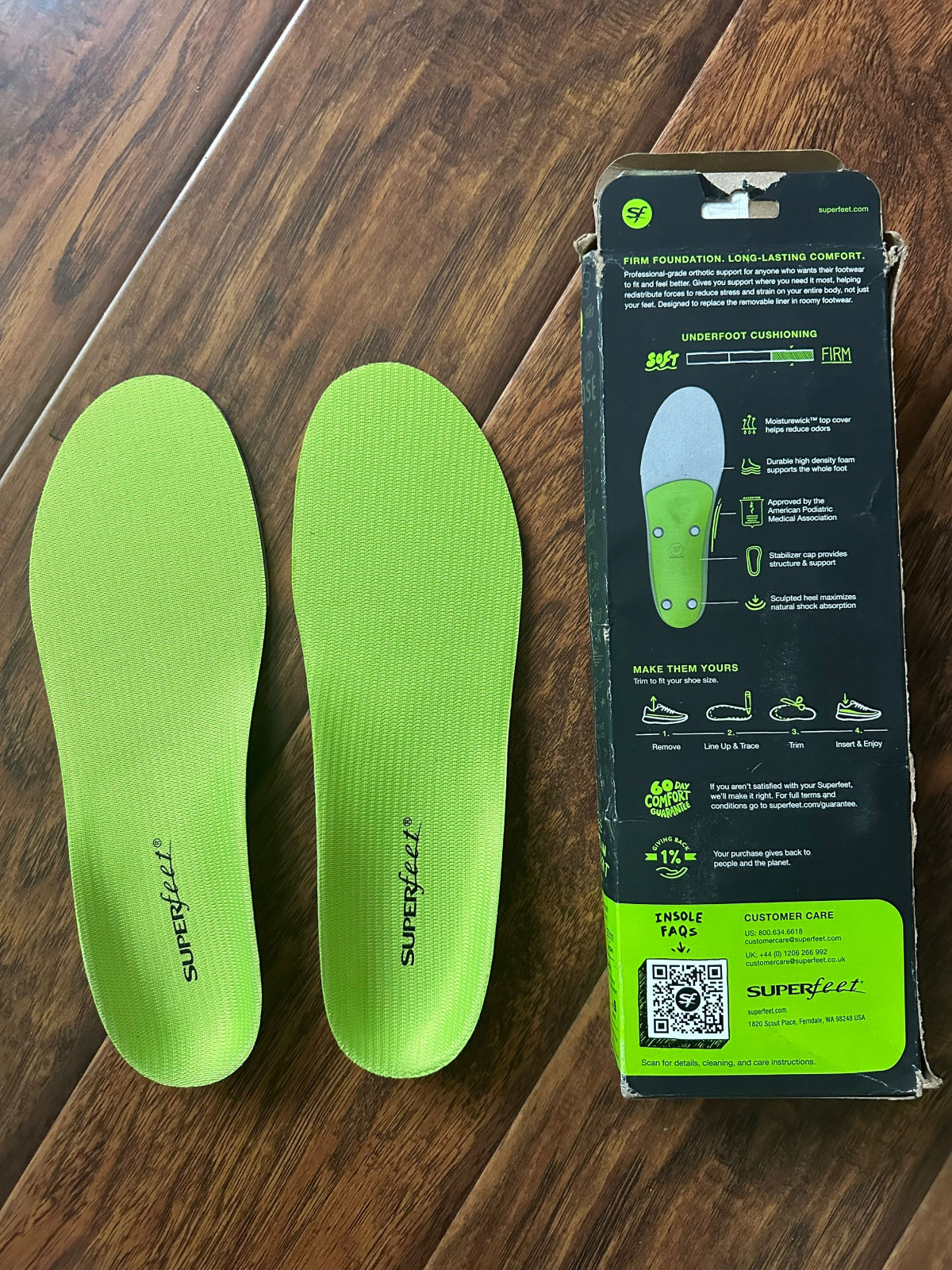 Superfeet All-Purpose Support High Arch Insoles Size E 9.5-11 Men/10.5-12 Women
