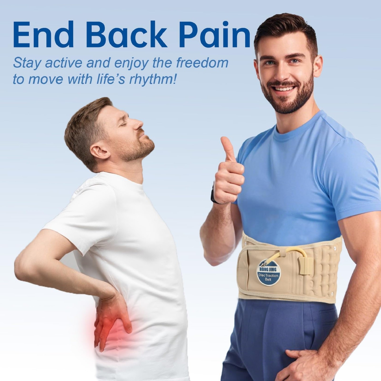 Cinturon De Descompresion HONGJING Para Traccion Lumbar Ajustable