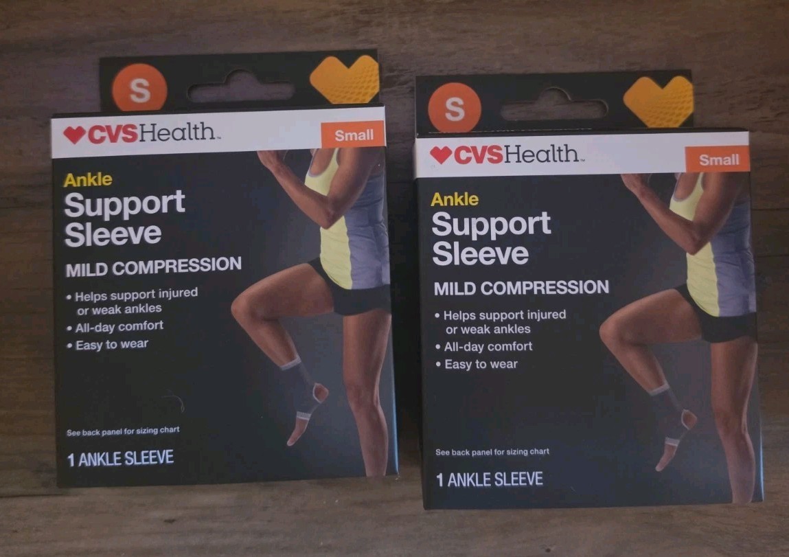 2x CVS Health Ankle Support Sleeve Mild Compression – Small – NEW