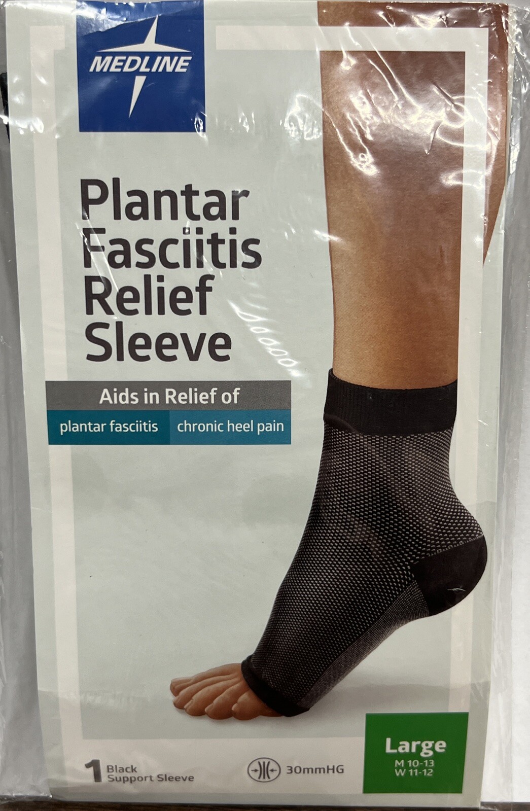Medline Plantar Fasciitis Relief Sleeve Black Large (Men 10-13, Women 11-12) 1pk