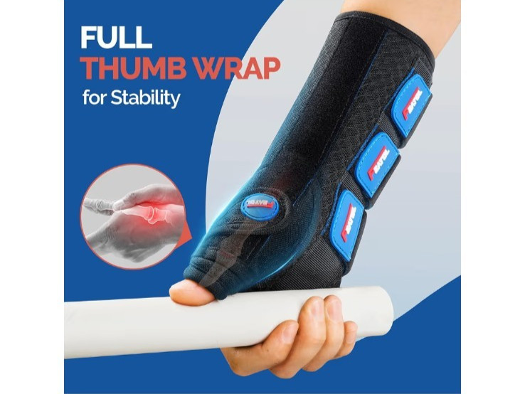 FEATOL Carpal Tunnel Wrist Brace Night Support, Thumb Spica Splint Right Hand fo