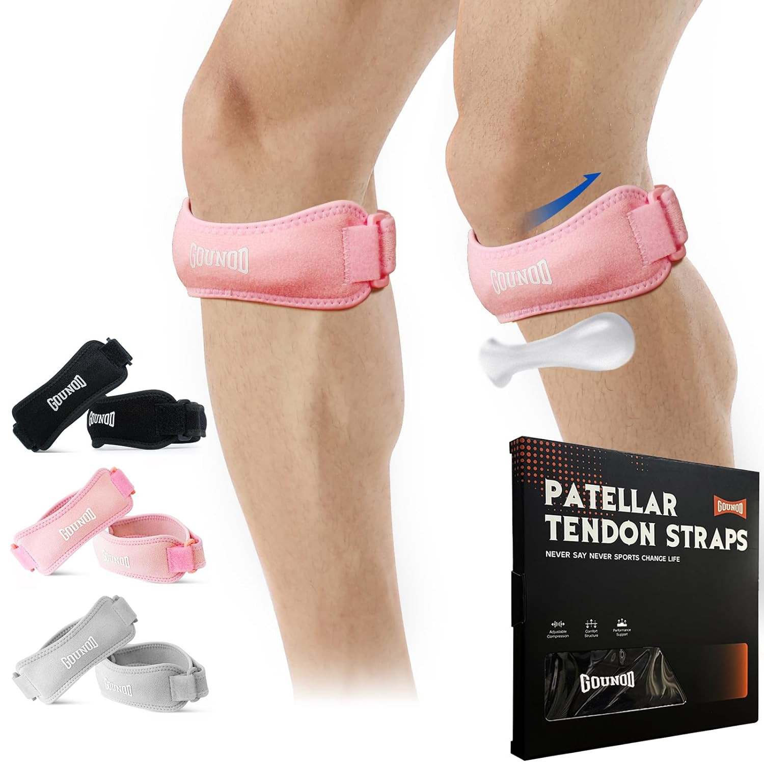 2 Pack Knee Strap for Patellar Tendon Pain Relief Patella Band Basketball