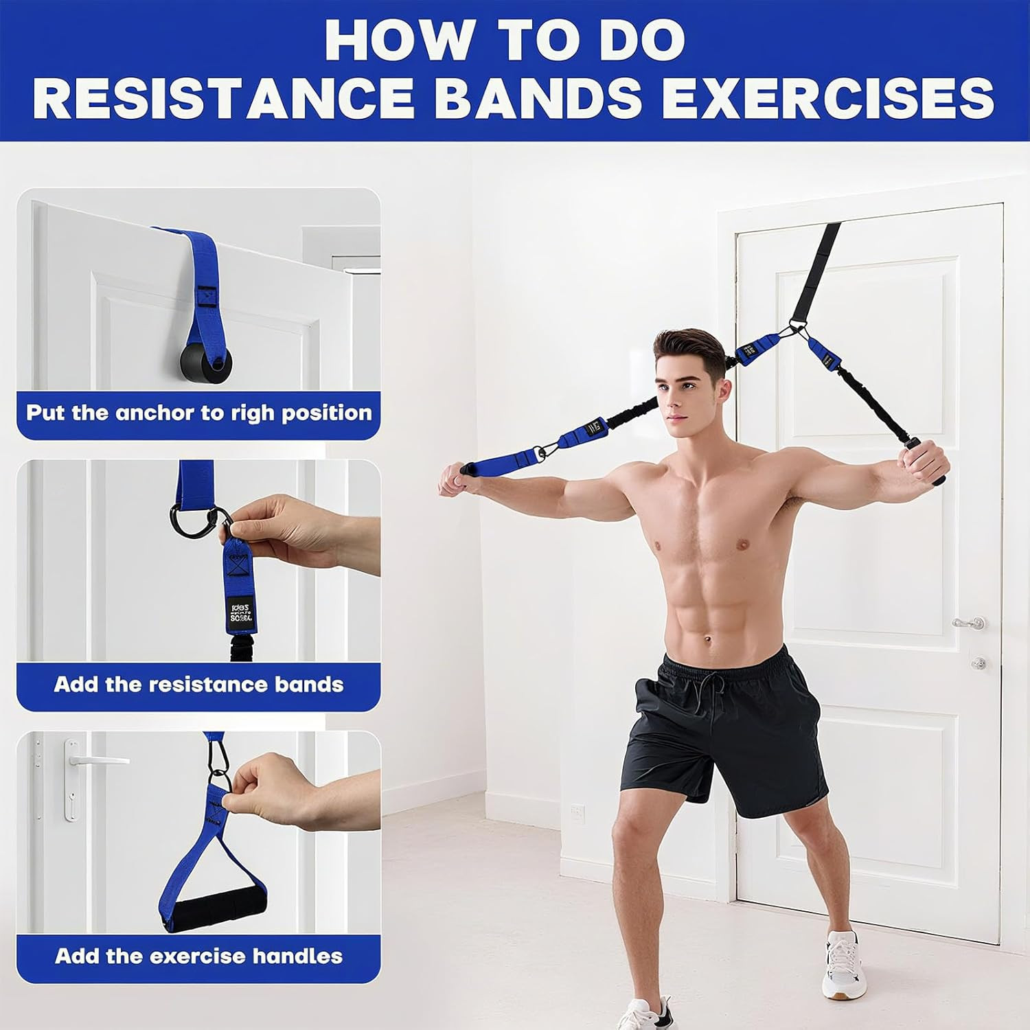 Adjustable Heavy Duty Pull up Assistance Bands with Fabric Feet and Knee Rest –