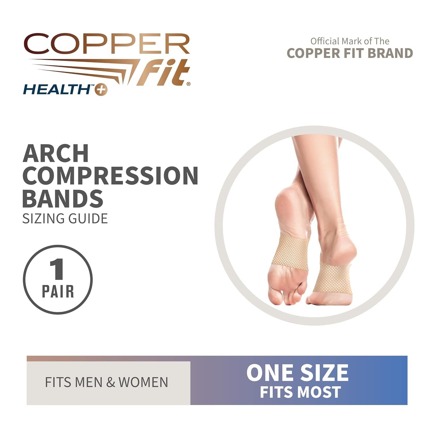 Health Unisex Arch Compression Bands, Beige