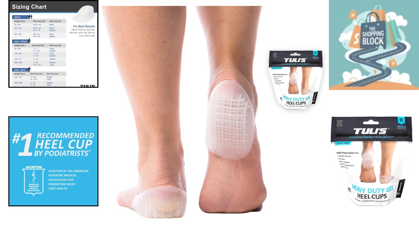 Heavy Duty Gel Heel Cups for Heel Pain, Plantar Fasciitis, 1 Pair, Clear