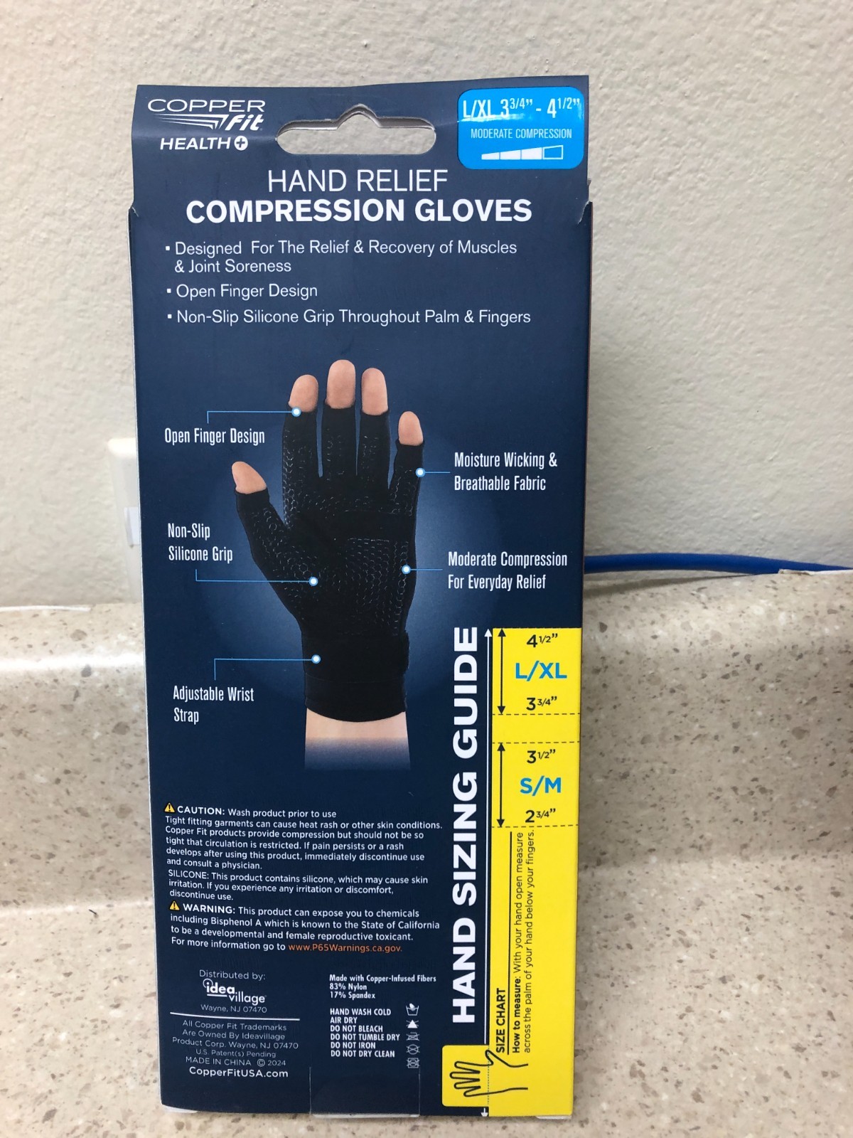 Copper Fit Black Compression Gloves 1 pk