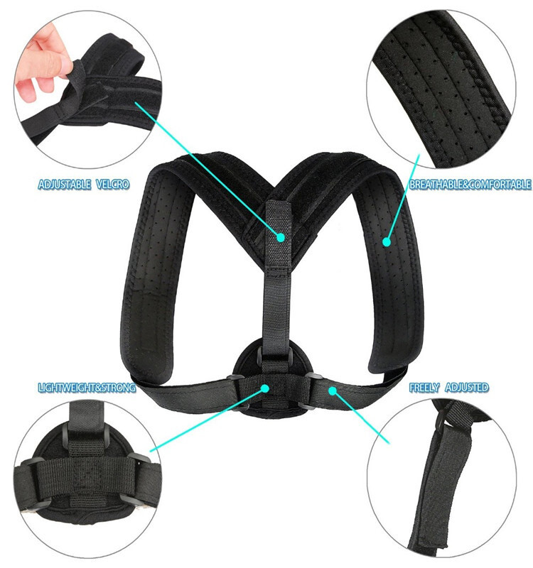 Adjustable Posture Corrector Brace, Women and Men, Relieves Neck and Back Pain